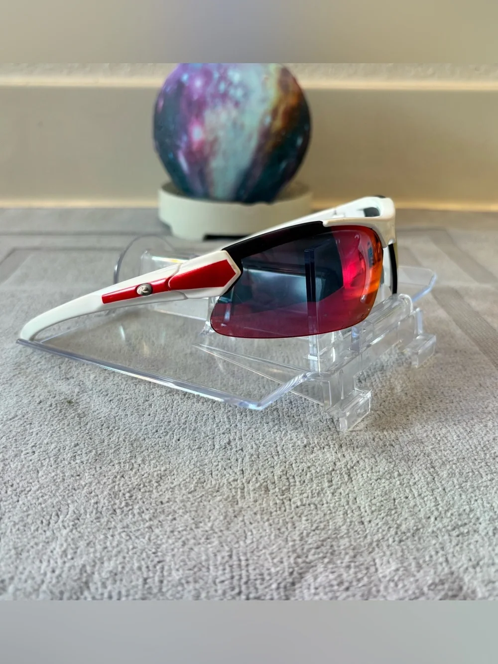 Rawlings White Frame Sunglasses with Pink-Red Mirrored Lenses